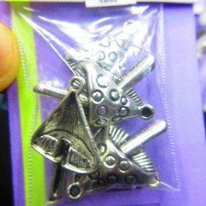 Silver Plated Mushroom Charms Spacer Beads 6Pcs In Each Package Lot Of 8